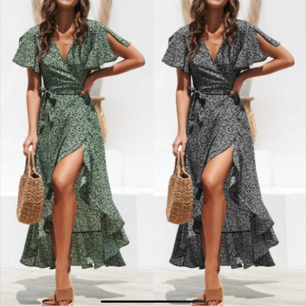 FLORAL RUFFLED WRAP DRESS - Picture 5 of 7